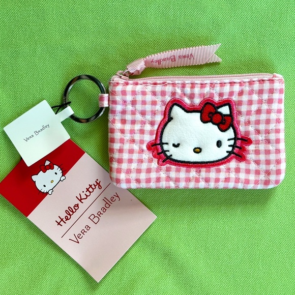 VERA BRADLEY HELLO KITTY ZIP ID CASE:NWT HELLO KITTY GINGHAM - Picture 1 of 13
